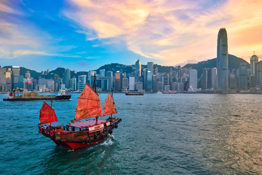 Junk boat in Hong Kong harbour